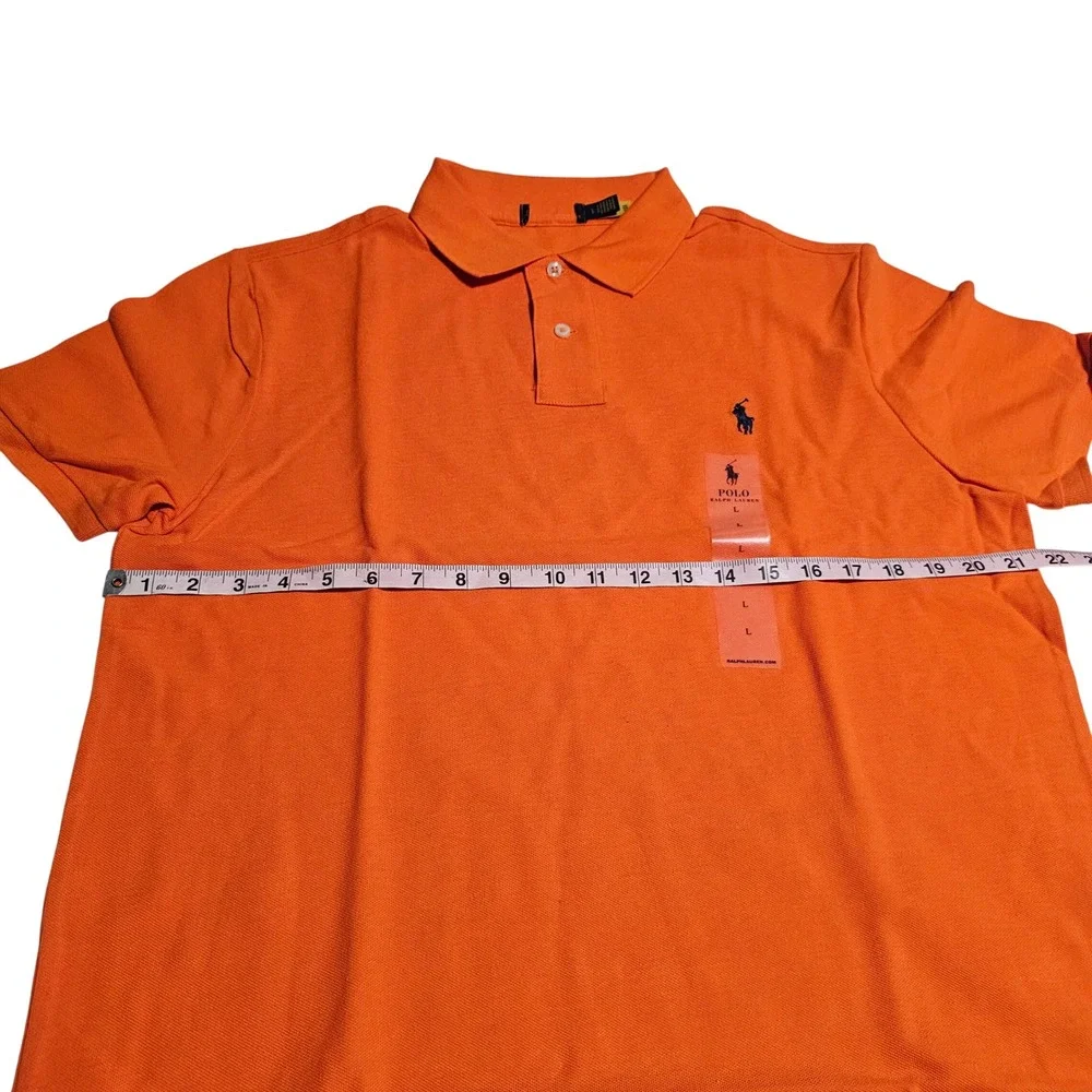 Polo Ralph Lauren Mens Classic Fit Mesh Pique Polo Shirt Orange Large L New